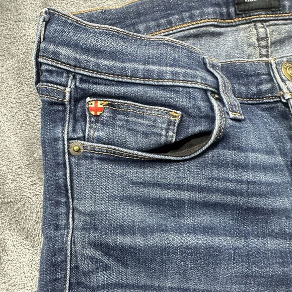 Hudson Jeans Womens 28 Blue Dark Wash Slim Straight Stretch Raw Hem RN 107906‎ - Picture 3 of 13